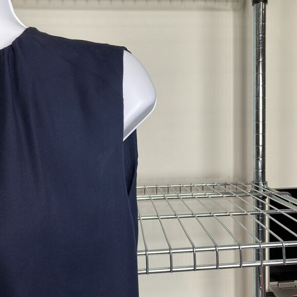 L'Agence Women's Navy Blue Sleeveless 100% Silk Blouse Size XS Flowy Old Money - Picture 9 of 12